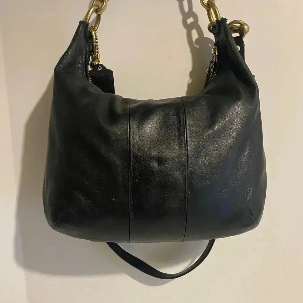 Coach Black leather crossbody handbag
